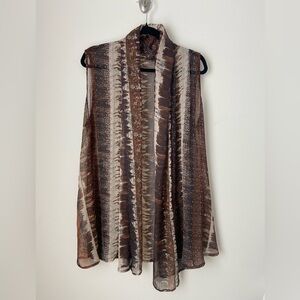 Beautiful Flowy See Through Shawl Scarf Vest Brown Striped One Size